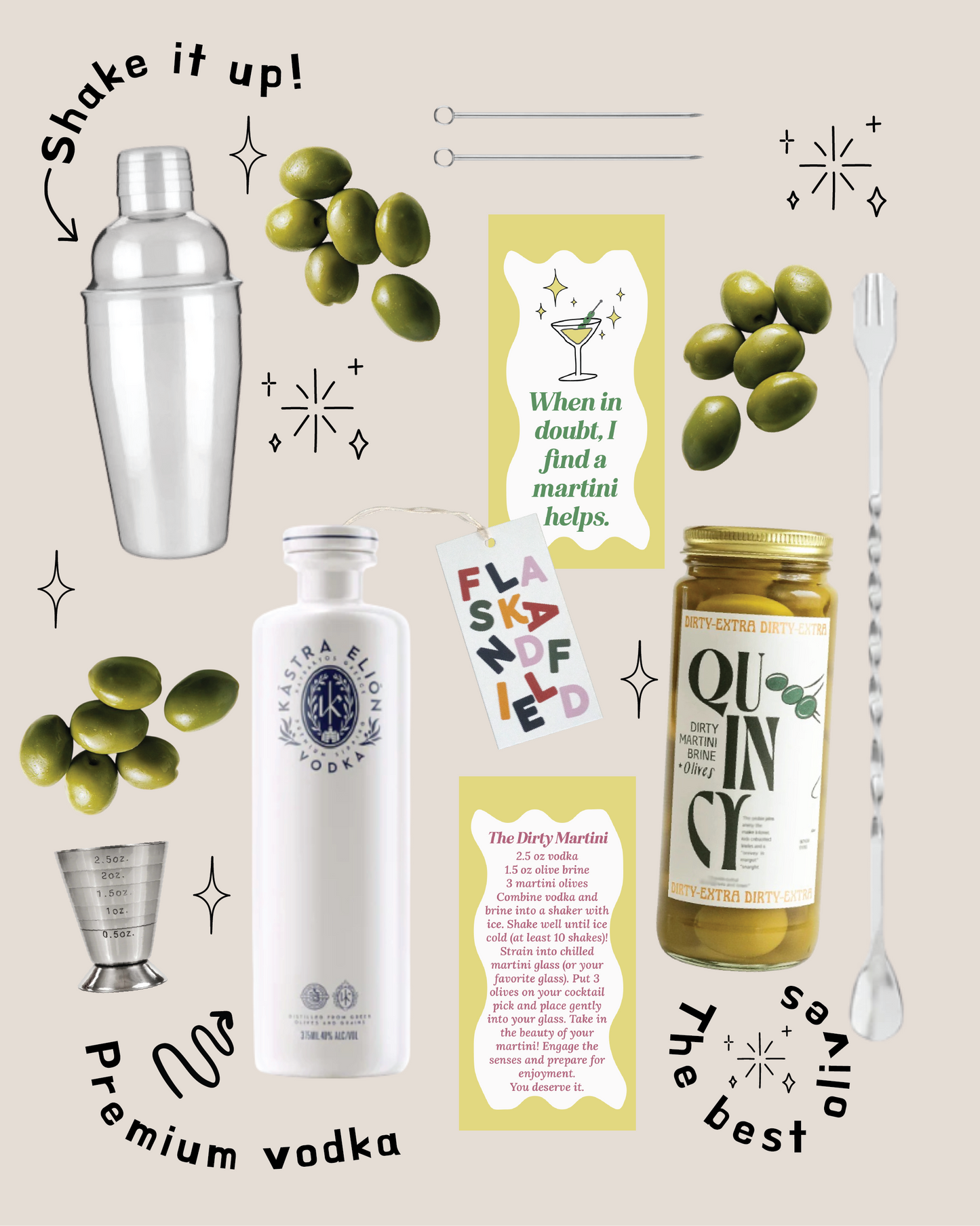 The Dirty Martini Cocktail Gift Set