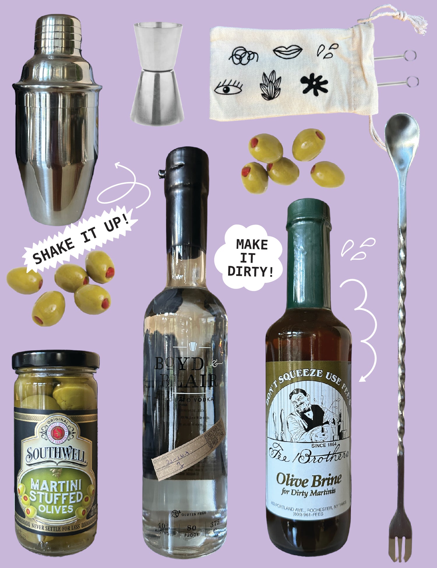 The Dirty Martini Cocktail Gift Set