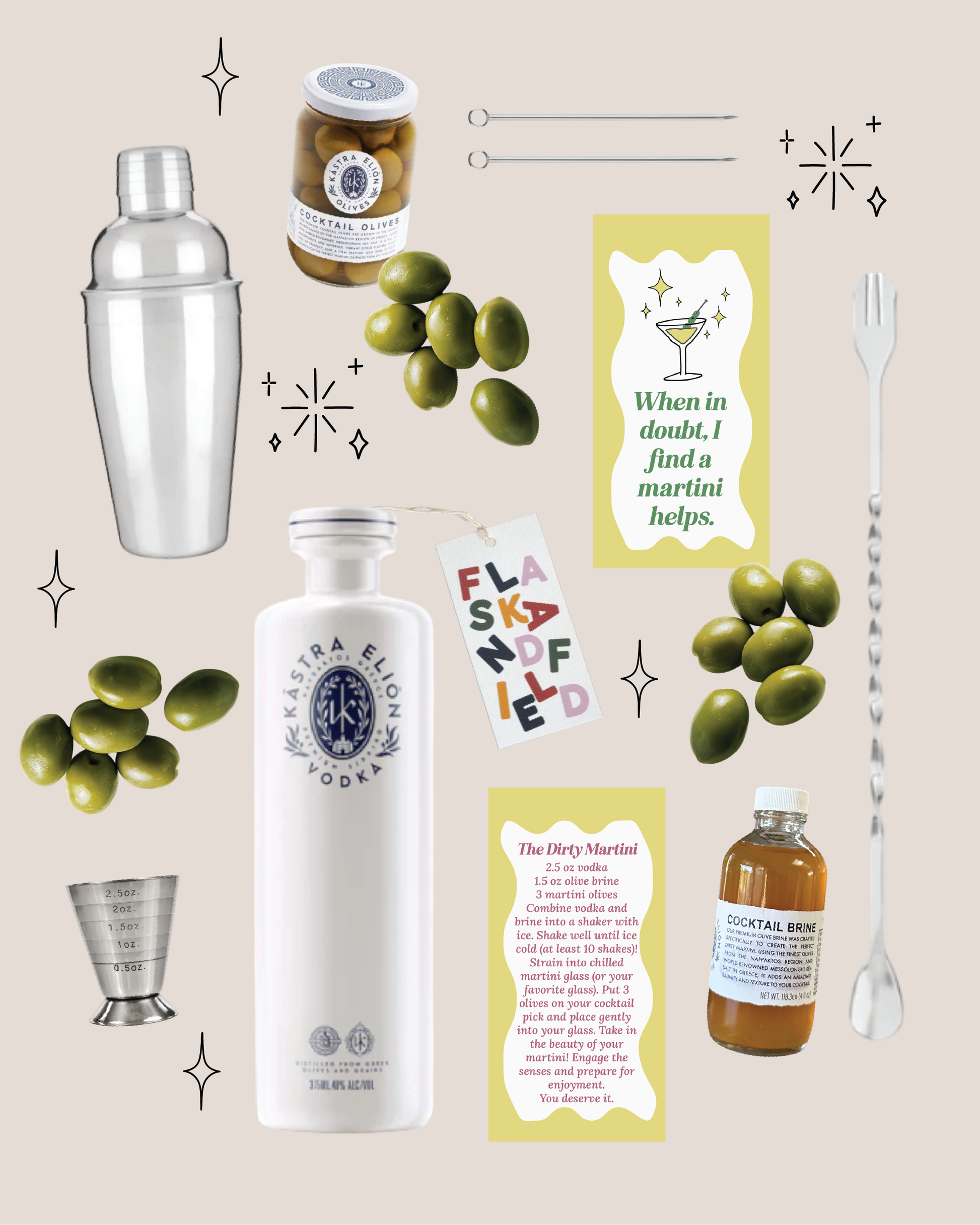 The Best Dirty Martini Cocktail Gift Set – Flask & Field