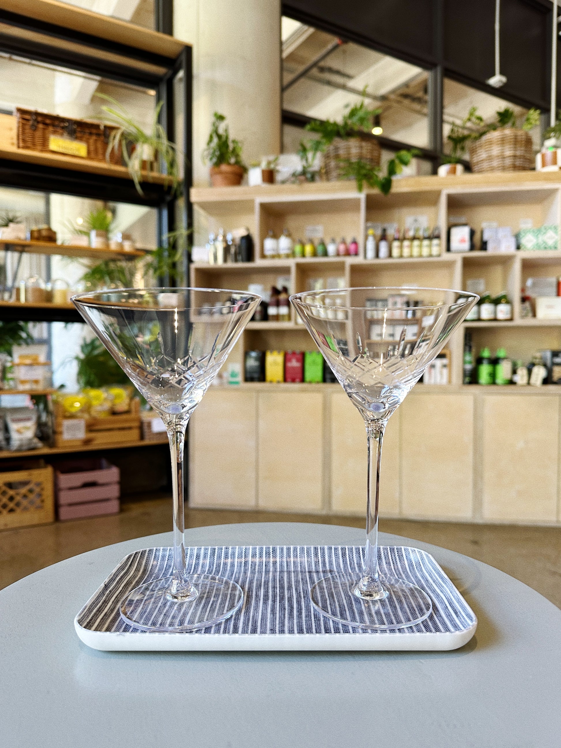 Viski Admiral Etched Martini Glasses, Cocktail Coupe Glasses