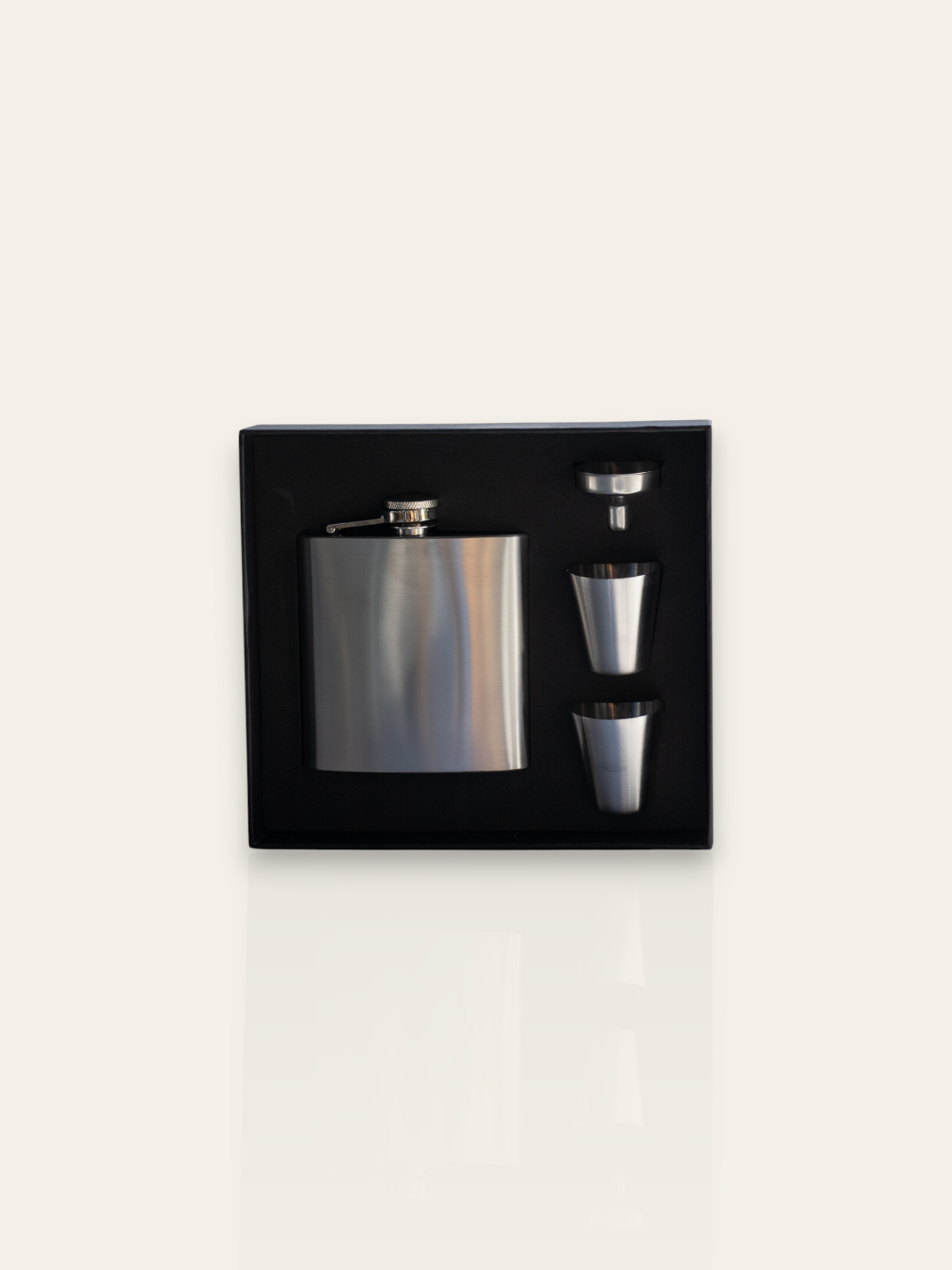 Silver Fiasco Flask & Shot Glass Gift Box